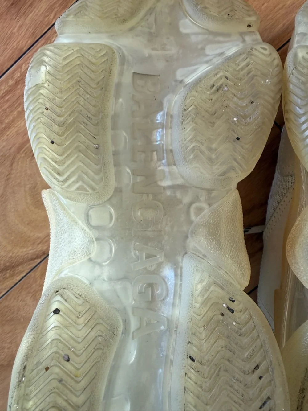 Balenciaga White Cream Triple S Mesh Leather Sneakers - Picture 7 of 10